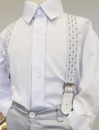 ceinture habillée et bretelles enfant blanc