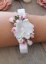 bracelet demoiselle d'honneur ruban fleur rose et blanche