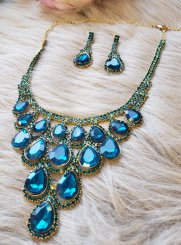 bijoux de soirée bleu turquoise
