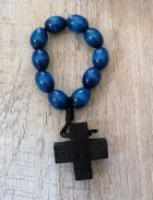 croix et chapelet bleu marine