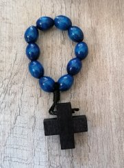 croix et chapelet bleu marine