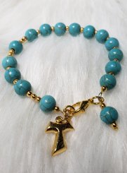 croix et chapelet bleu turquoise