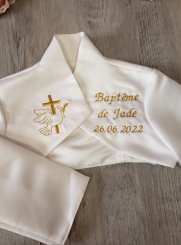 cape de baptême, veste et boléro ivoire - ecru