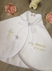 cape de baptême, veste et boléro blanc