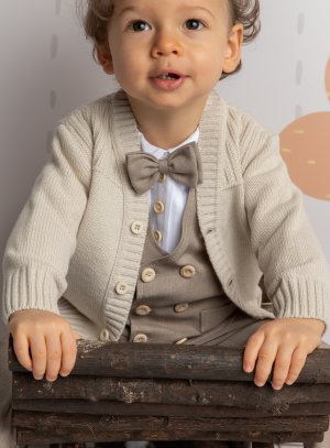 Gilet cardigan petit garçon lainage beige