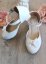 Chaussure escarpin fille scintillante blanc petit noeud strass