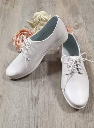 Chaussures Garçons Communion Blanches Style Moine avec Boucle en Cuir 