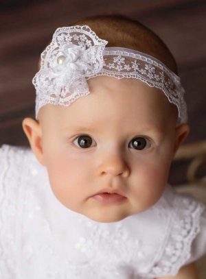 Bandeau dentelle blanche pour bébé