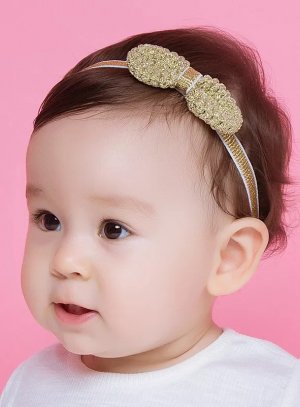 Bandeau bébé fille or avec nœud pour coiffure de princesse