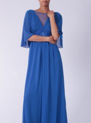robe soirée longue femme bleu roy