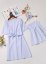 Robe mère et fille mariage ou baptême en coton blanc rayé bleu