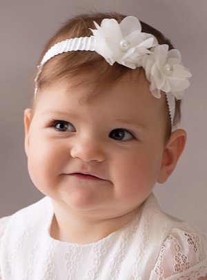 Bandeau bébé fleurs tissu et perle