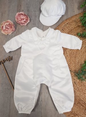 Barboteuse blanche - tenue baptême bébé garçon