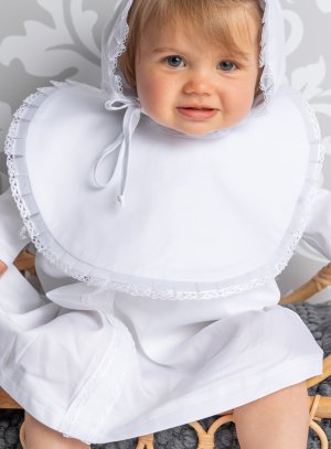 bavoir bébé baptême rond blanc et personnalisable