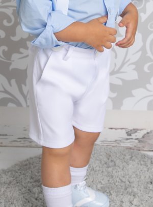 Bermuda blanc pour cérémonie petit garçon de 3 mois à 3 ans