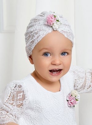 Bonnet turban dentelle pour bébé fille