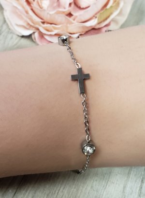 Bracelet croix et strass pour communion