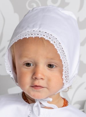 Bonnet de baptême Béguin blanc bébé mixte