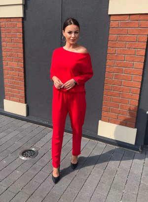 combinaison pantalon femme habillée rouge