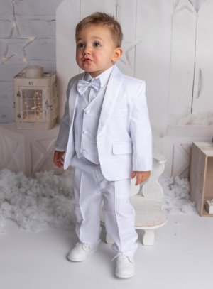 Costume baptême blanc pour petit garçon - Personnalisable