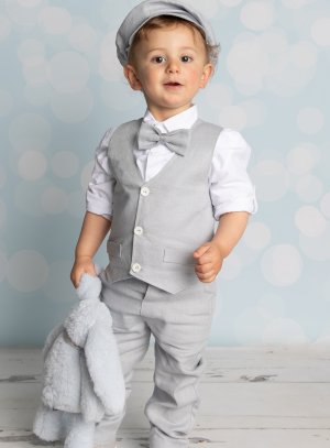 Costume mariage ou baptême petit garçon lin gris