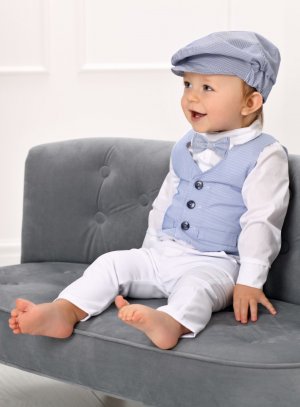 Costume bébé et petit garçon pour mariage ou baptême blanc et bleu