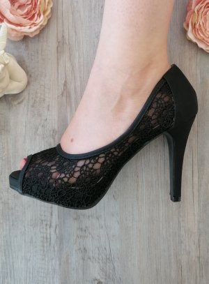 Chaussures soirée femme Escarpins dentelle noire