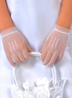 gant mariage fille blanc filet