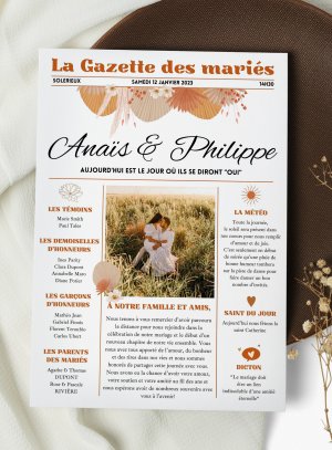 Gazette mariage personnalisé champêtre chic