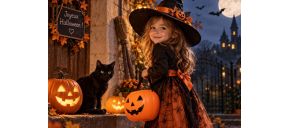 Robe Halloween fille chic violette et noire