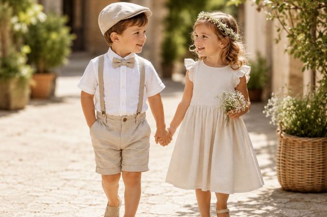 Enfants en tenue de mariage légère pour l'été