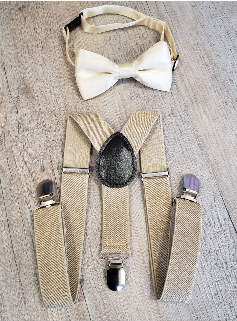 Bretelles Enfant + Nœud Papillon Lot – Unisexe Réglable 3 Clips – Élégant Pour Costume, Mariage, Fête (0-10 Ans)
