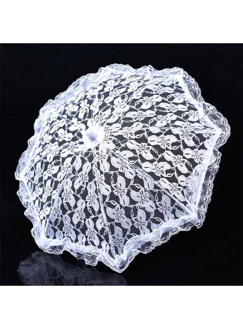 Ombrelle En Dentelle Brodée à La Main - Taille L (53 Cm), Soie, Manche En Bois, Pour Mariage, Photo, Décoration
