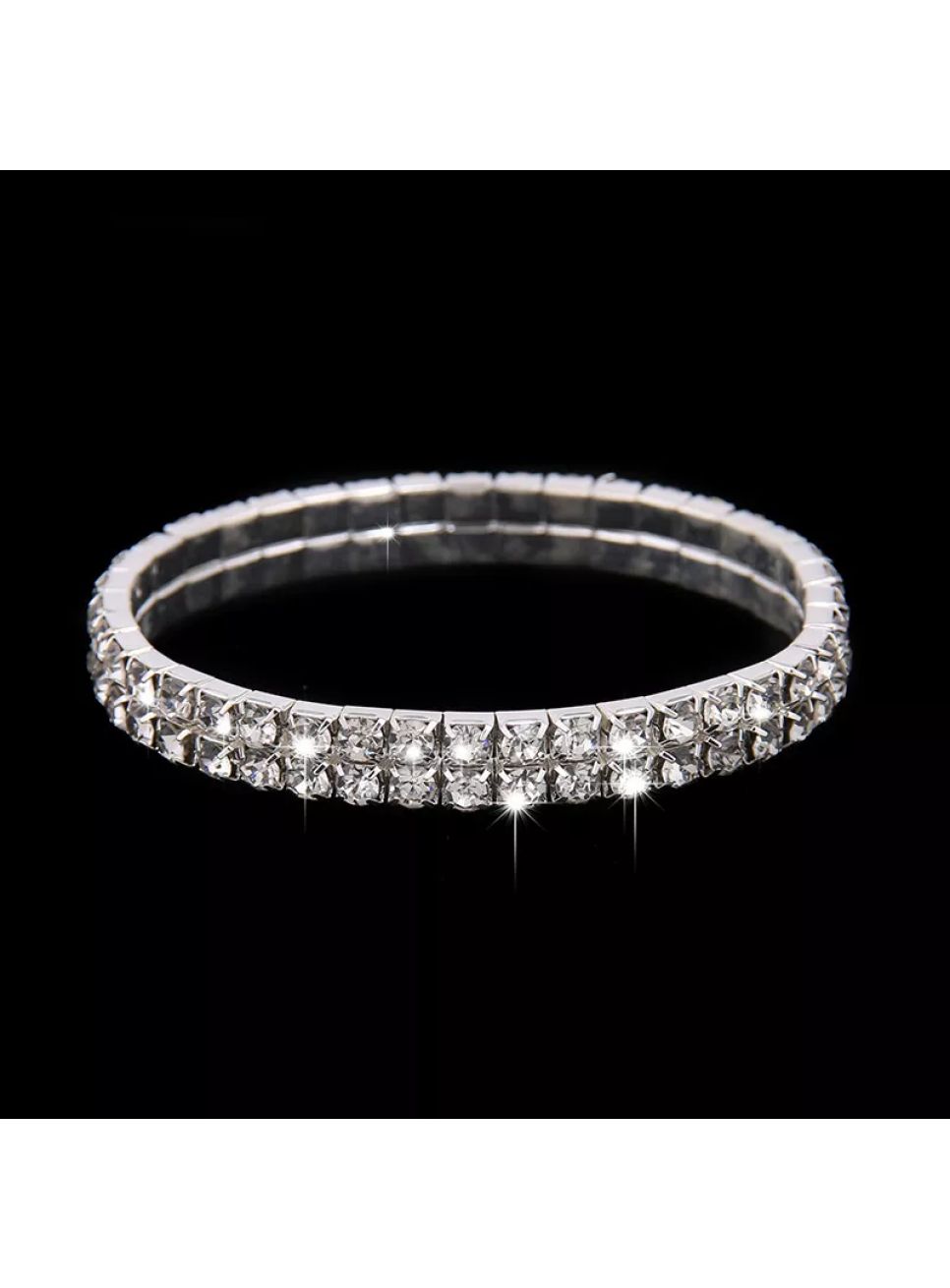 Parure Bijoux De Mariage Argentée Avec Strass - Collier, Boucles D'Oreilles, Bracelet - Pour Femme - Taille L - Cadeau Cérémonie & Soirée