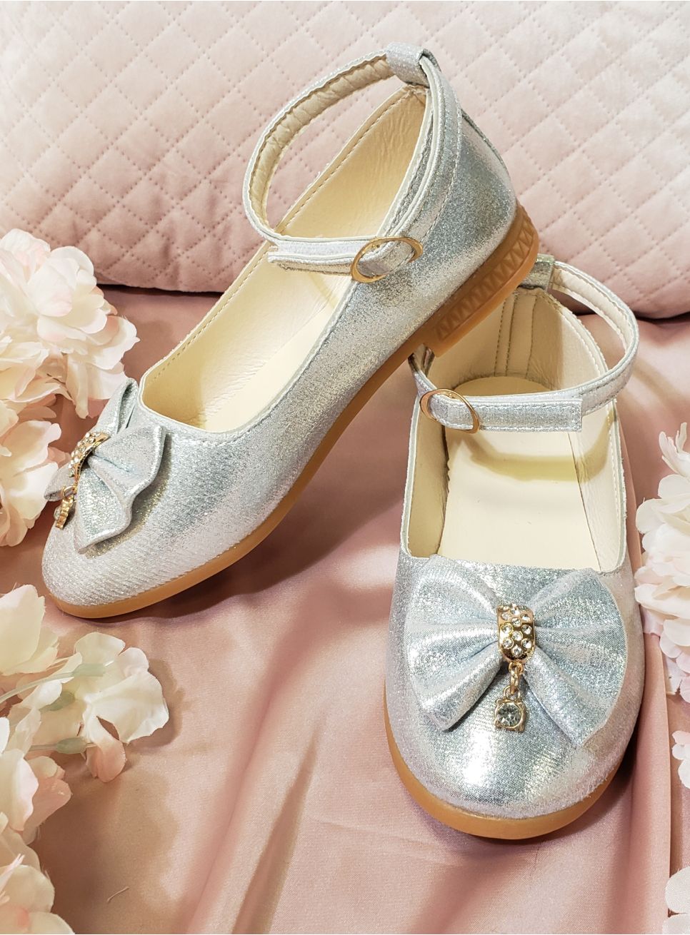 Chaussures Princesse Pour Fille - Ballerines à Paillettes Et Cristaux - Pour Mariage Ou Fête