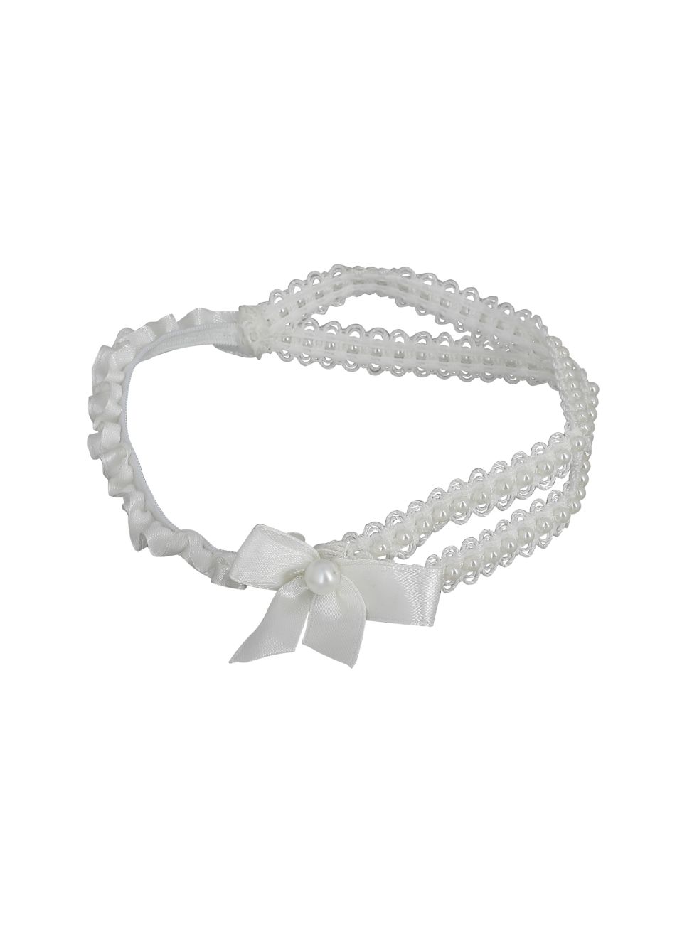 Accessoire Cheveux Pour Bébé Fille Prématurée - Serre-tête Blanc Et Ivoire, Taille 25 Cm, Neuf Sans étiquette