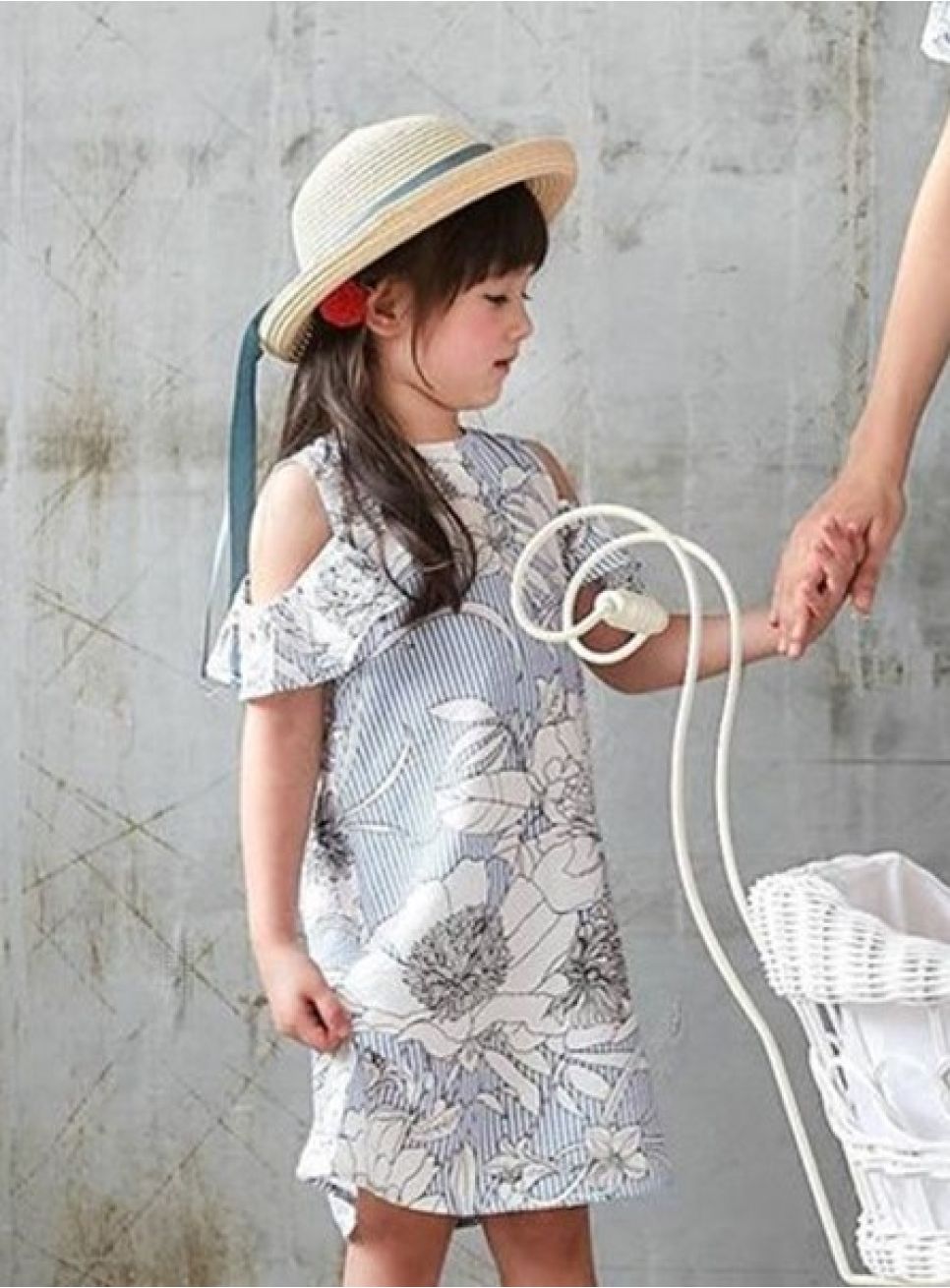Robe Réservoir Fille Marks & Spencer - Gris Floral, 100% Coton, Taille 10 Ans, Boutonnage