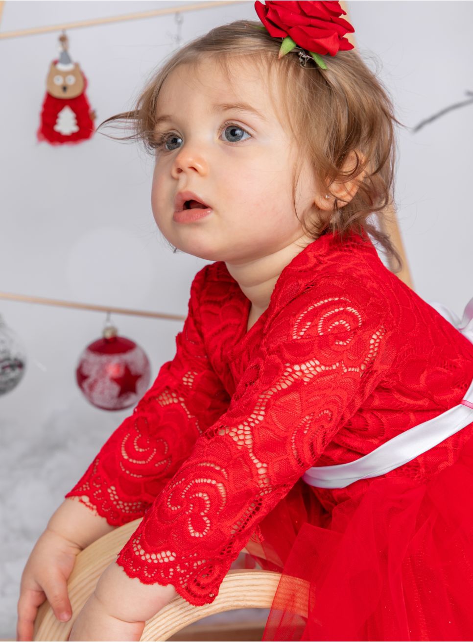 Robe De Noël Pour Bébé Fille - Tutu Rouge Avec Manches Longues - Costume Princesse De 6 Mois à 5 Ans - Coton Et Mesh
