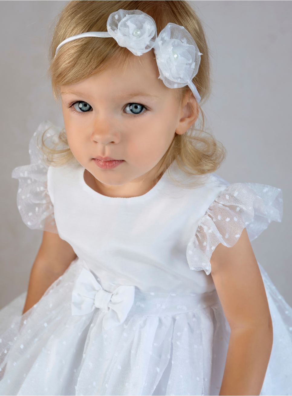 Robe Bébé Blanche Brodée SAMMY - Taille M, Neuf Avec Étiquettes, Style Mignon