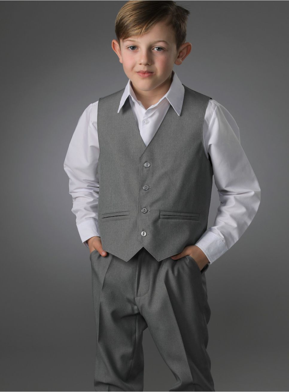 Gilet Costume Garçon Mariage Classique - Taille 7 à 13 Ans | Gilet 1 Bouton Réglable (Cravate Non Inclus