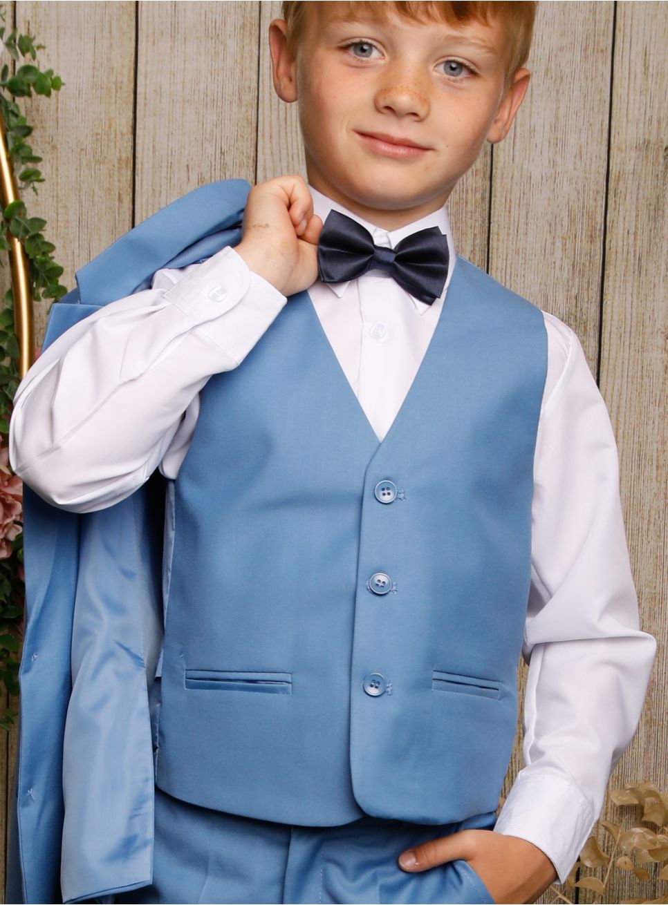 Costume 5 Pièces Costume Garçon Cinda 5 Pièces Gris - Mariage Fête école - Taille Ajustable Costume Garçon 5 Pièces
