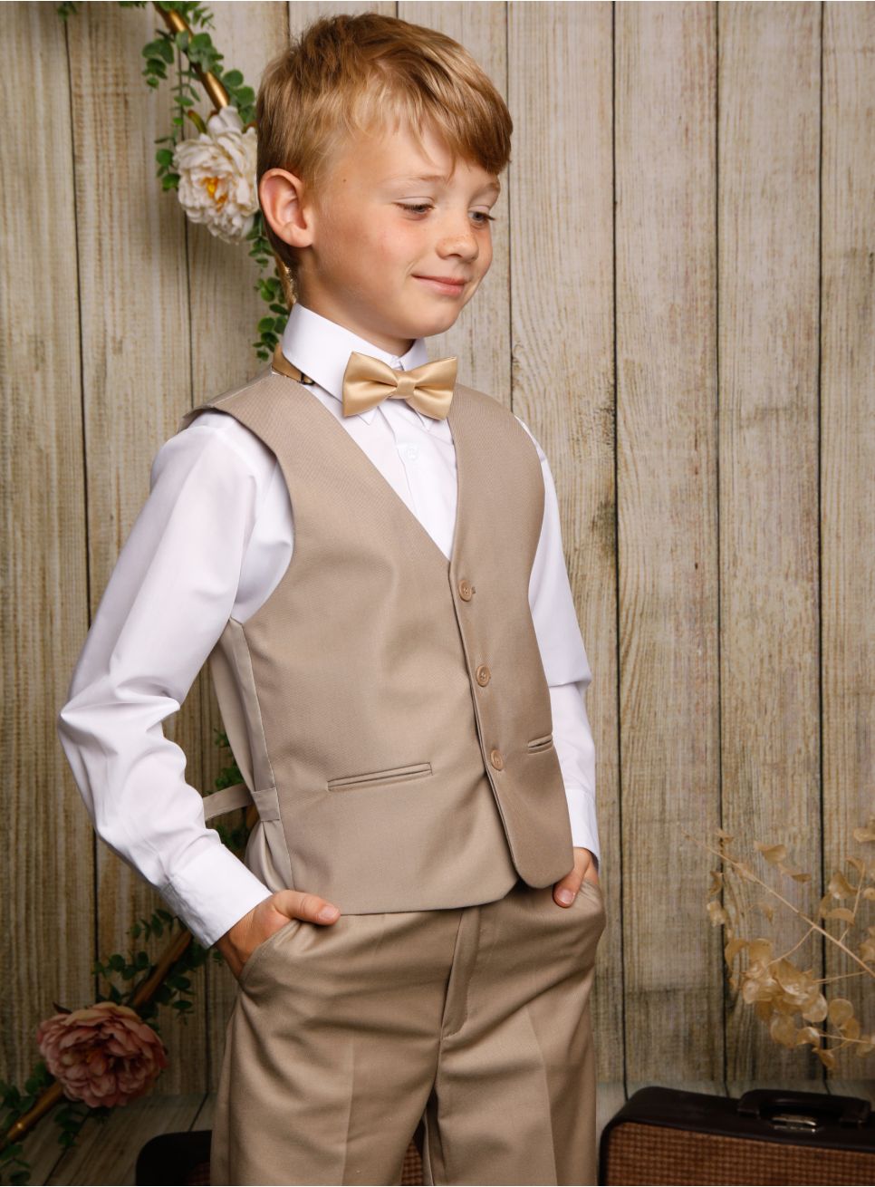 TiaoBug Enfant Garçon Gilet de Mariage Cérémonie Veste de Costume d'honneur Jacket Chemise sans Manche Gentilhomme Manteau Blazer Anniversaire Baptême 1-16 Ans Burgundy A 1-2 Ans