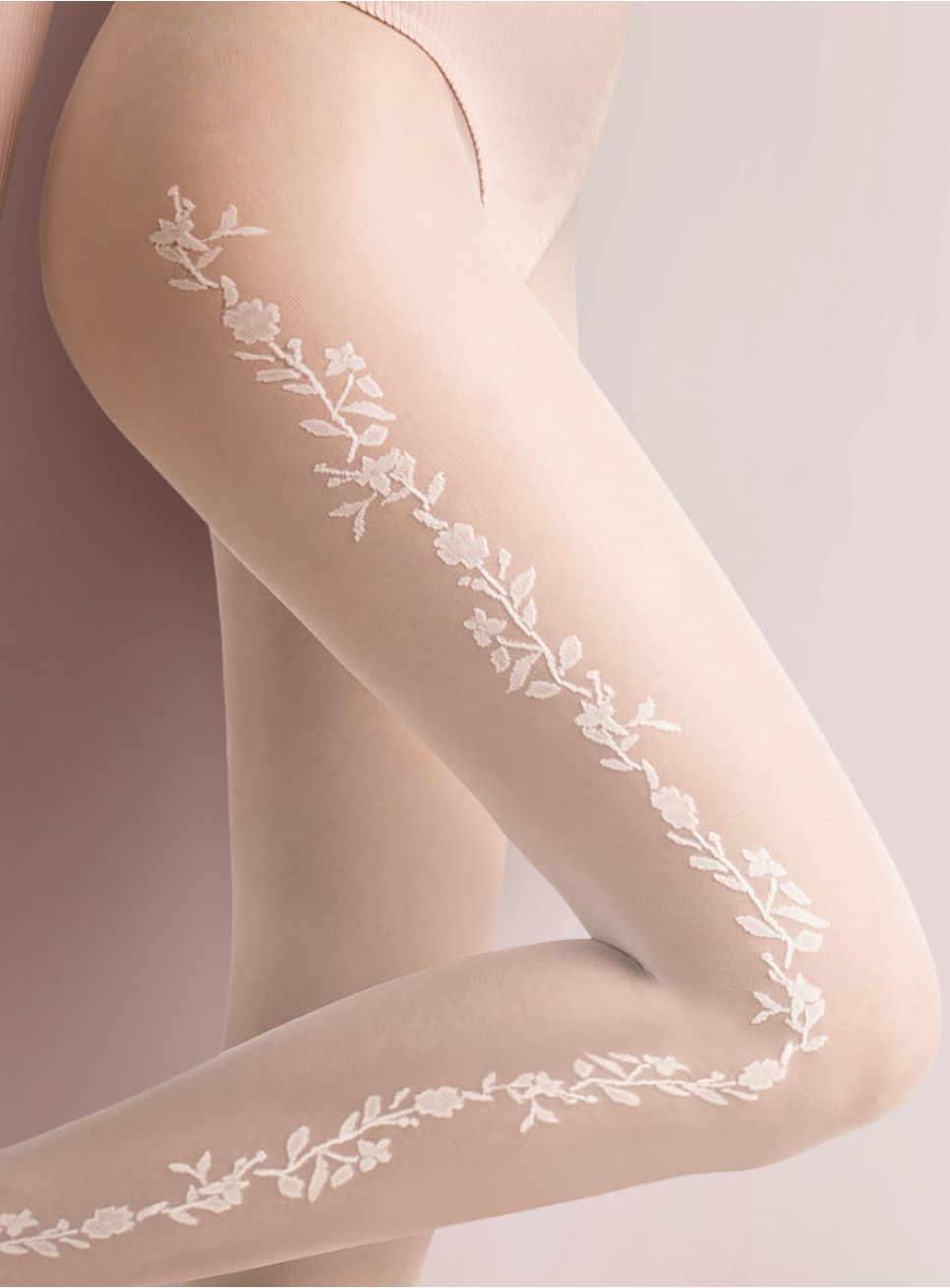 Collants Fille Dentelle Florale CALZITALY - Blanc 25 Den - 2-14 Ans - Fabriqué En Italie - Pack 1 Ou 2