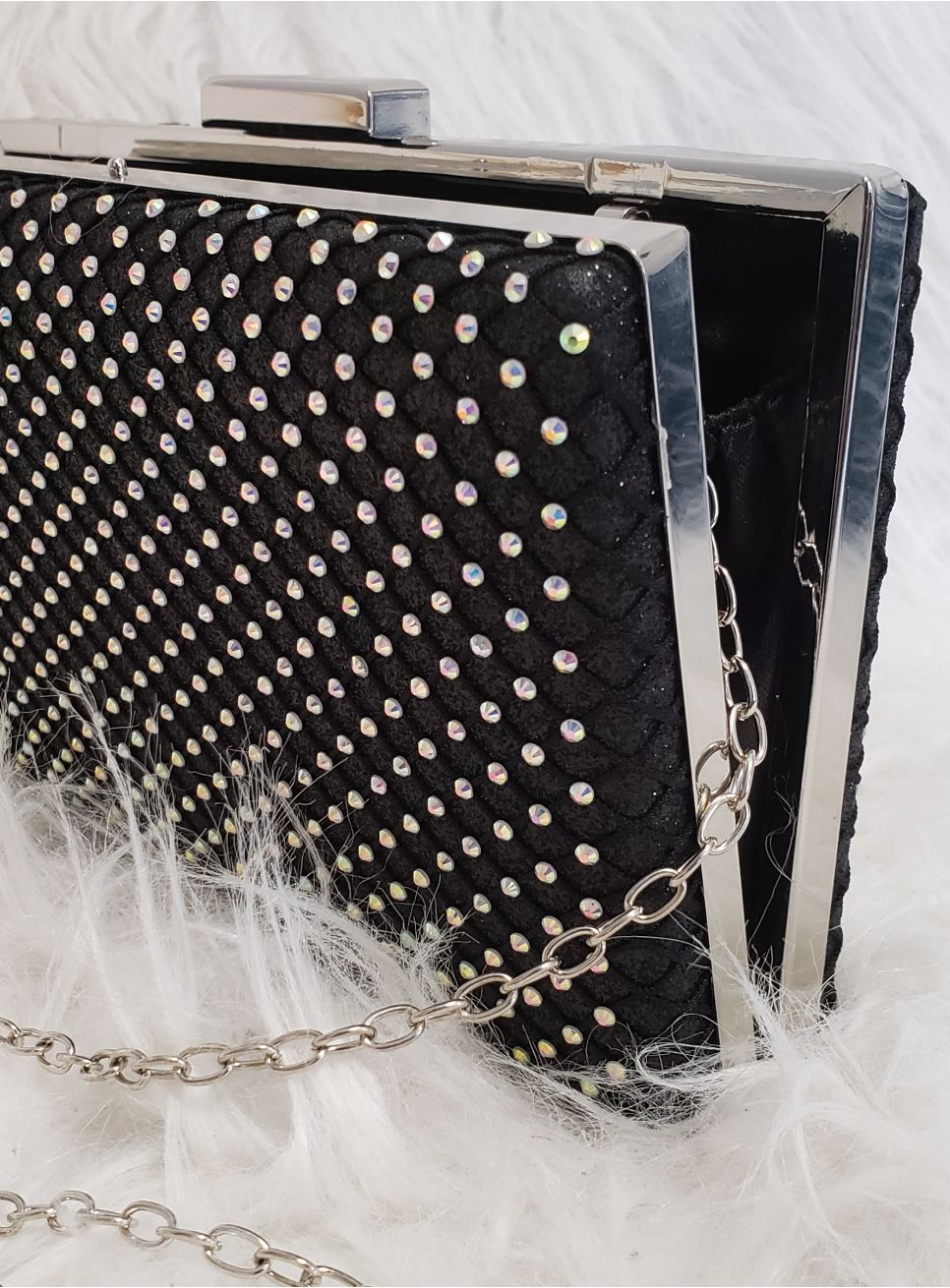 Sac De Soirée Femme Strass Avec Chaîne - Dimensions 16x11 Cm, En PVC, Sac à Main élégant Pour Mariage, Fête - 8