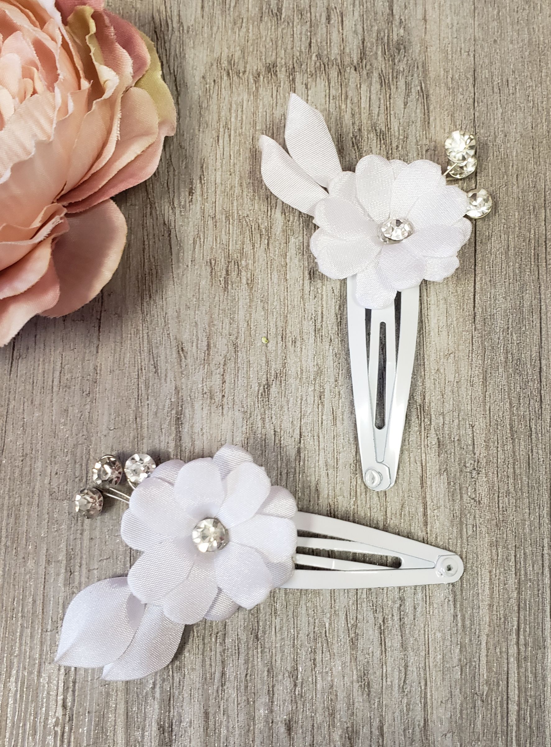 Barrette Cheveux Fleur Pour Mariage - Couleur Ivoire/chocolat, Métal Argenté/perles, Neuf