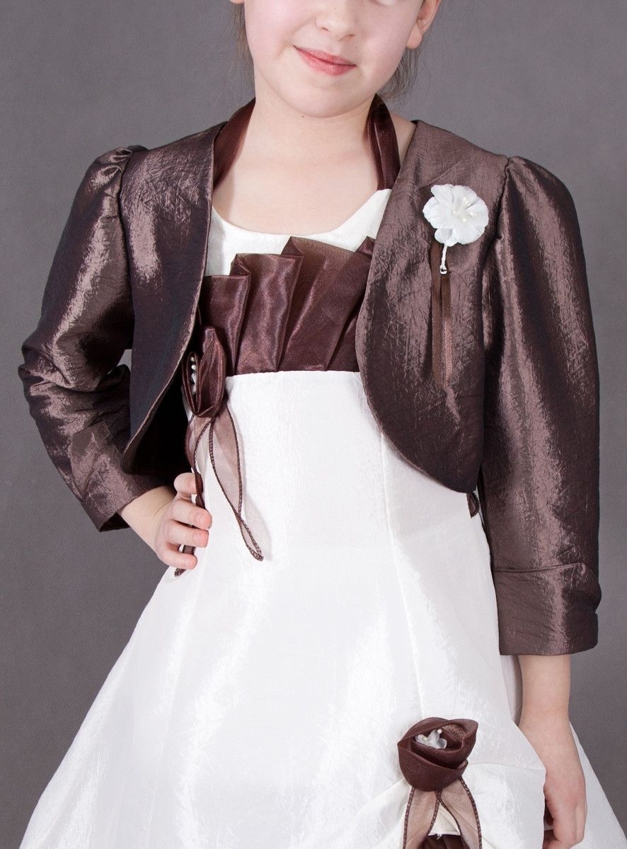 Trudge Boléro Basique Fille Manches Longues - Veste Courte Pour Robe Communion, Baptême Et Occasions Spéciales 5-11 Ans