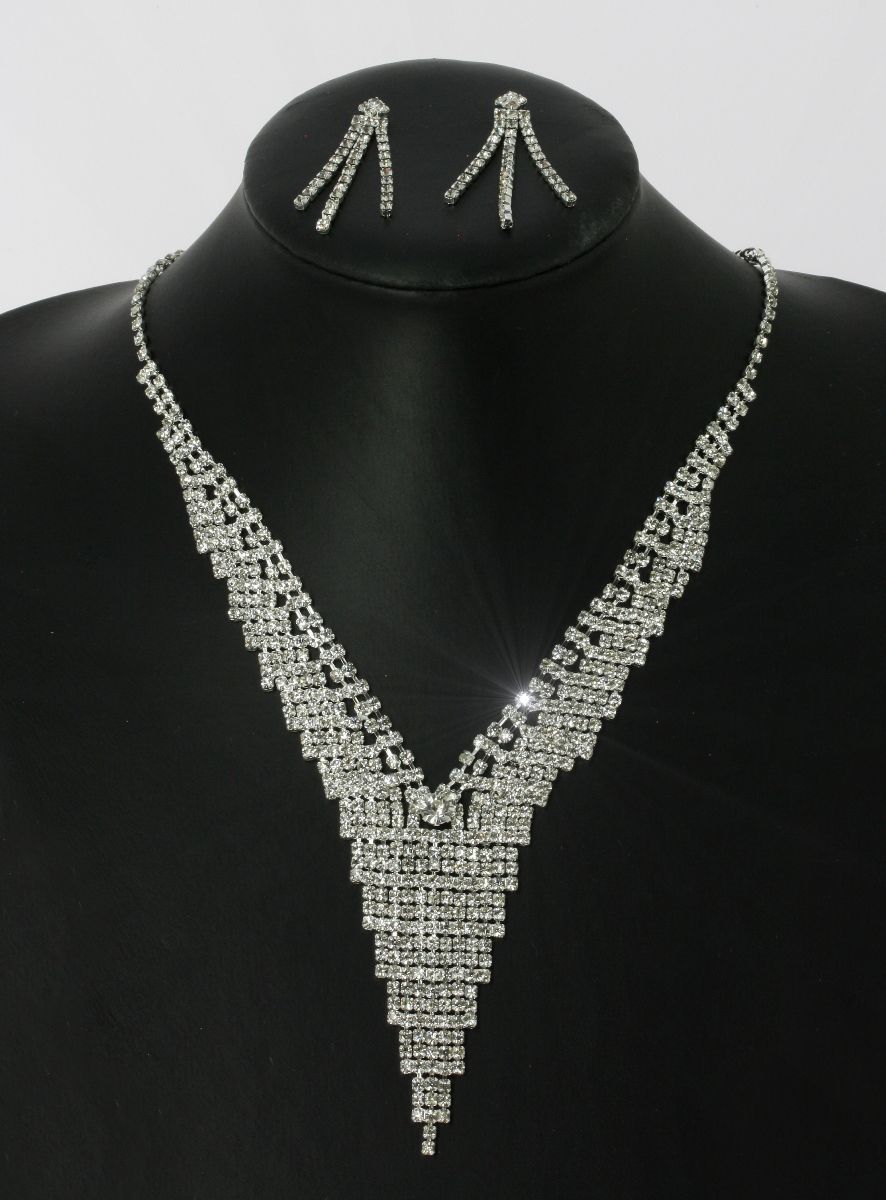 Parure Argentée Collier Et Boucles D'oreilles - Cabochon Elvis 18x25mm Noir - Neuf