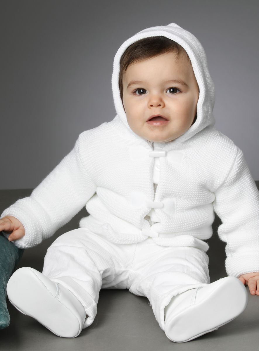 Gilet Blanc Baptême GHIMI - Taille 1 Mois à 2 Ans - Neuf Avec étiquettes - Mixte, 50% Coton 50% Acrylique
