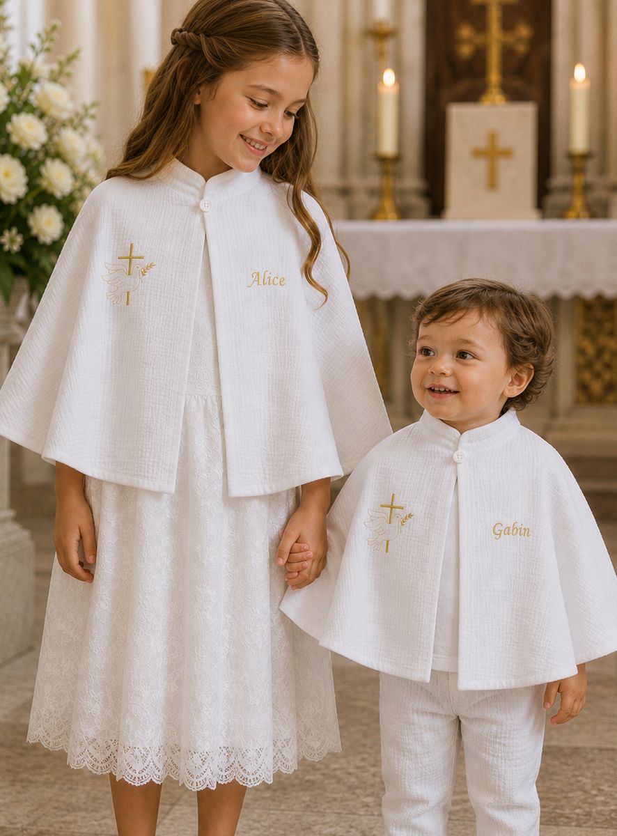 BEAUTELICATE Cape Fourrure Ivoire Pour Enfant – Manteau Long à Capuche Pour Mariage, Fête, Hiver