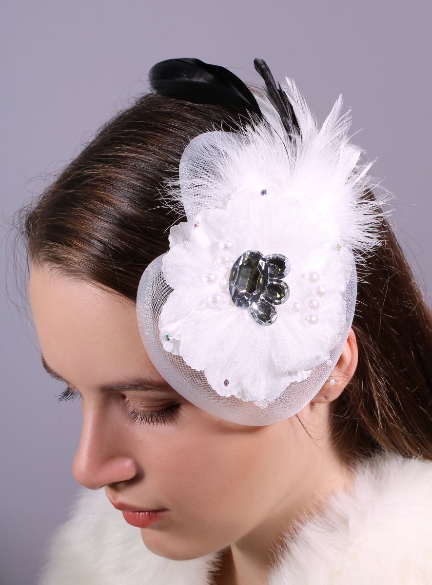 Voilette Mariée Courte Avec Pince – Fascinator Maille Floral Pour Chapeau Ou Coiffure - 9